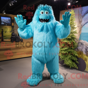 Cyan Sasquatch Maskottchen...