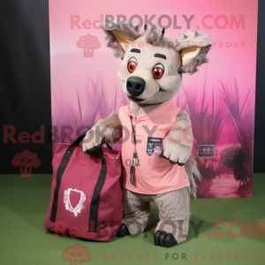 Rosa hyene-maskotdraktfigur...