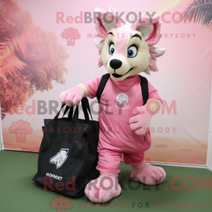 Pink Hyena mascot costume...