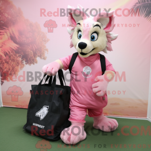 Roze hyena-mascottekostuum...