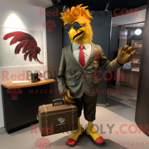 Gold Rooster maskot kostume...