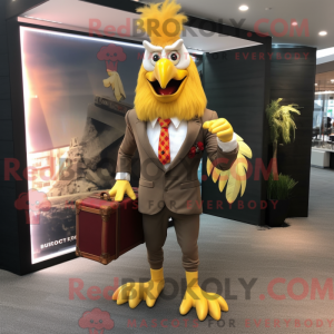Gold Rooster mascot costume...