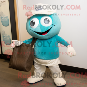 Cyan Oyster mascot costume...