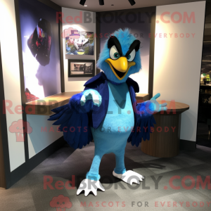Blue Harpy mascot costume...