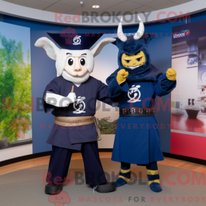 Navy Samurai mascot costume...