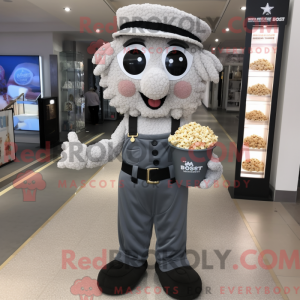 Grå Pop Corn maskot kostume...