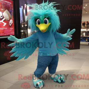 Cyan Harpy mascot costume...