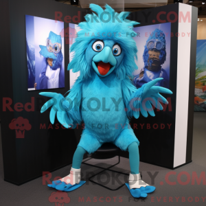 Cyan Harpy mascot costume...