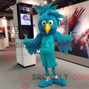 Cyan Harpy maskot kostume...