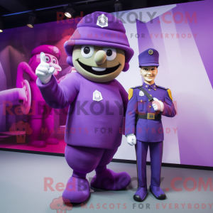 Purple Army Soldier mascot...