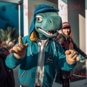 Teal Deinonychus mascot...