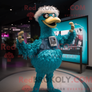 Teal Ostrich mascot costume...