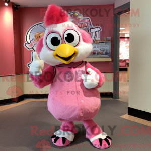 Pink Kylling maskot kostume...