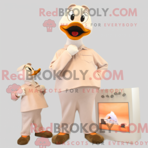 Beige Goose mascot costume...