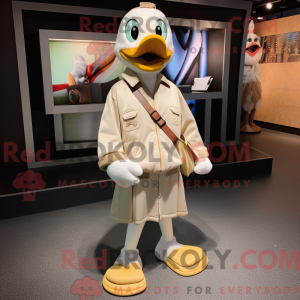 Beige Goose mascot costume...