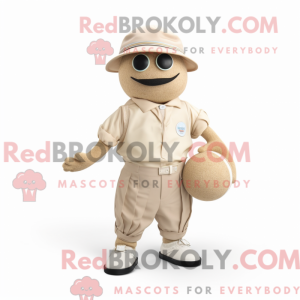 Beige Petanque Ball mascot...