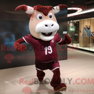 Maroon Zebu mascot costume...