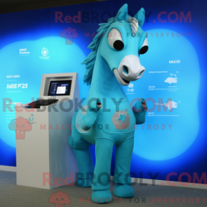 Cyan Horse-maskotdraktfigur...