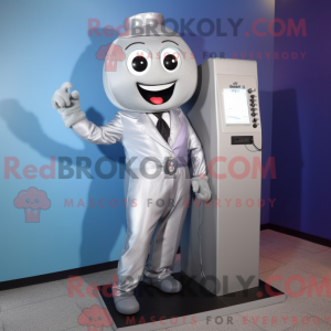 Sølvtelefonmaskotkostymekar...