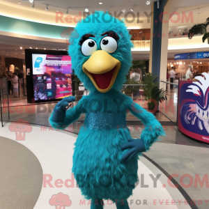 Turquoise Ostrich mascot...