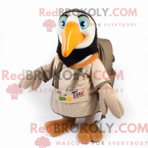 Tan Toucan maskot kostume...