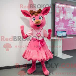 Pink Deer maskot kostume...