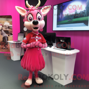 Pink Deer maskot kostume...