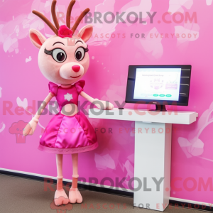 Pink Deer mascotte kostuum...