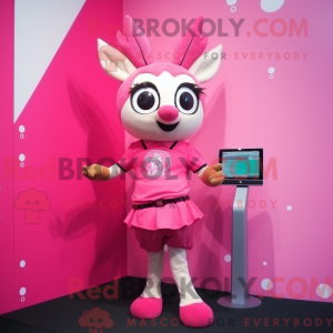 Pink Deer maskot kostume...