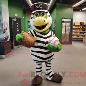 Oliven Zebra maskot kostume...