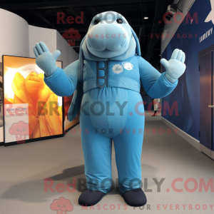 Sky Blue Walrus maskot...