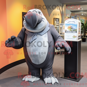Grå hvalros maskot kostume...