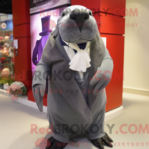 Gray Walrus mascot costume...