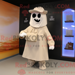 Beige Ghost mascot costume...