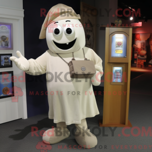 Beige Ghost mascot costume...