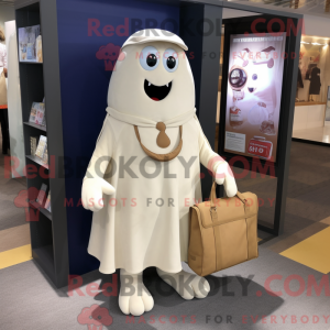 Beige Ghost mascot costume...