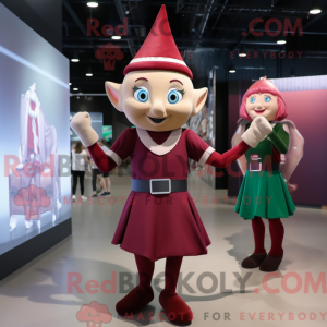 Maroon Elf mascot costume...