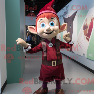 Maroon Elf maskot kostume...