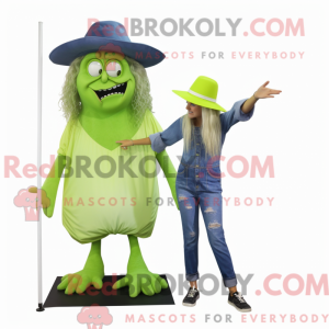 Lime Green Witch mascot...