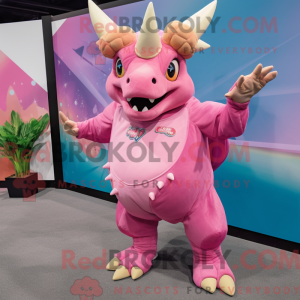 Pink Triceratops mascot...