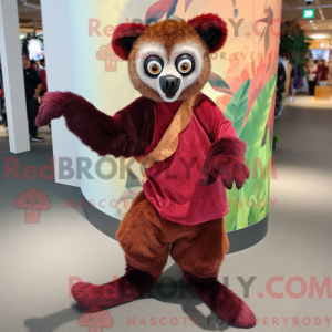 Maroon Lemur maskot kostume...