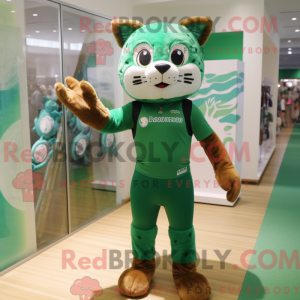 Green Bobcat mascot costume...