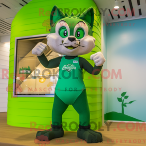 Grøn Bobcat maskot kostume...