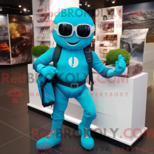 Cyan Superhelte maskot...