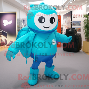 Cyan Superhelte maskot...