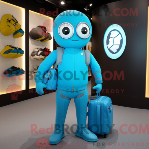 Cyan Superheld Maskottchen...