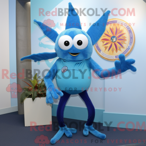 Blue Spider mascot costume...