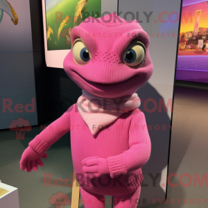 Pink Lizard maskot kostume...