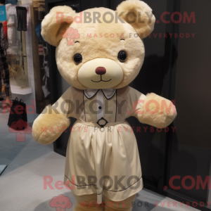 Beige bamse maskot kostume...