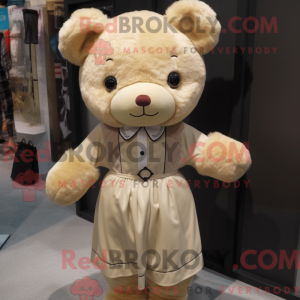 Beżowy teddybjørn maskot...